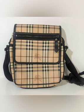 Burberry Classic checked crossbody bag in Beige with Black Trim